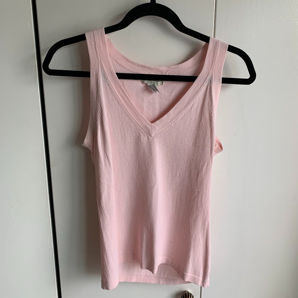 Pink sheer v-neck tank top